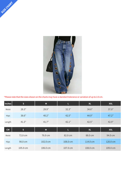 Statement Grommet Wide Leg Jeans