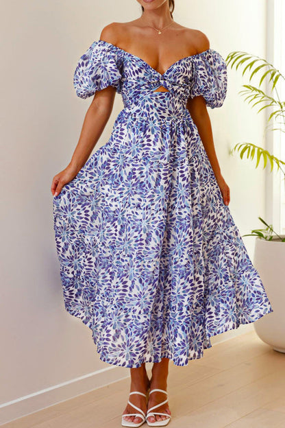 Seaside Printed Puff Sleeve Dress