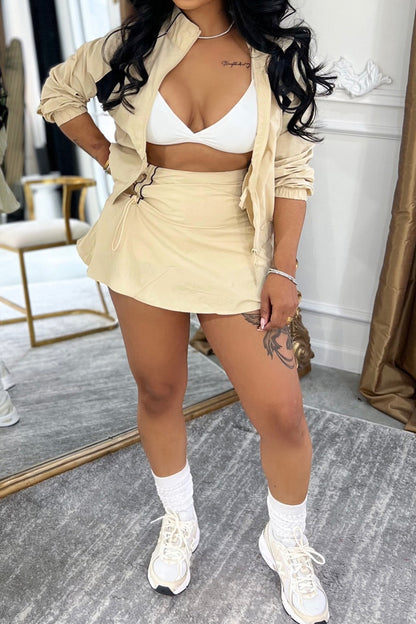 Contrast Panel Windbreaker & Skirt Set