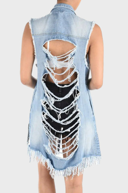 Ripped Denim Vest