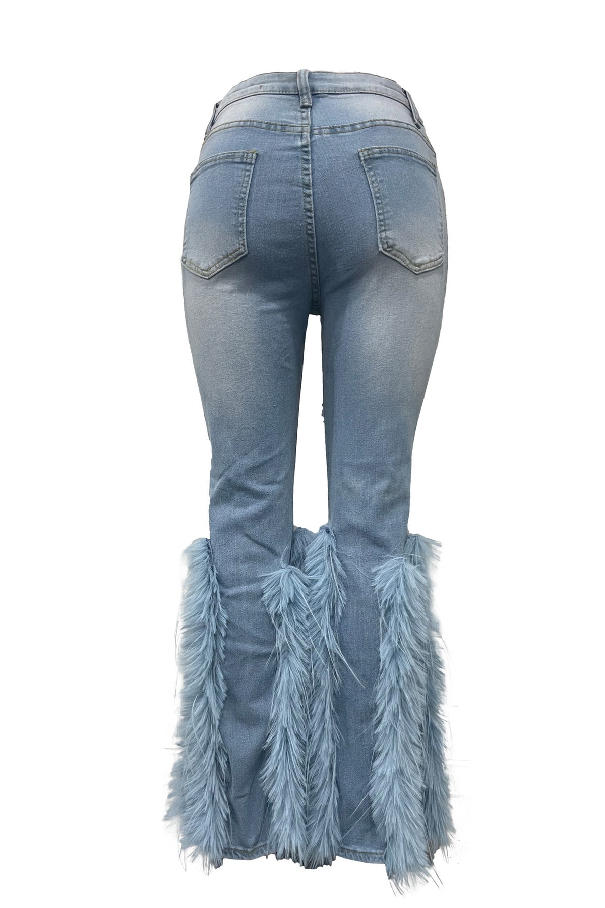 Feather Detail Ripped Denim Jeans