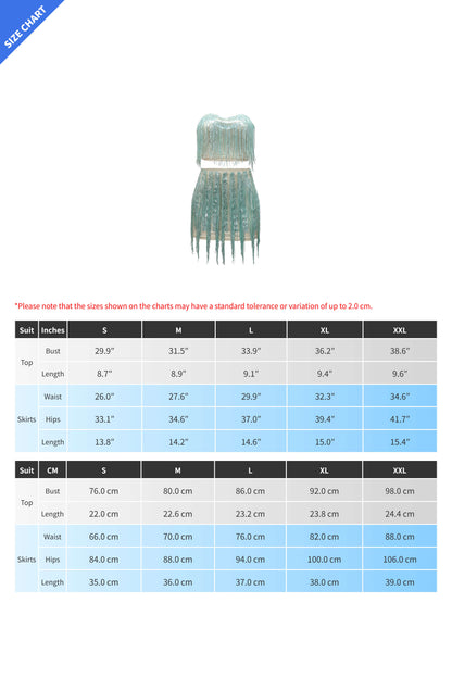 Strapless Top & Fringe Skirt Set