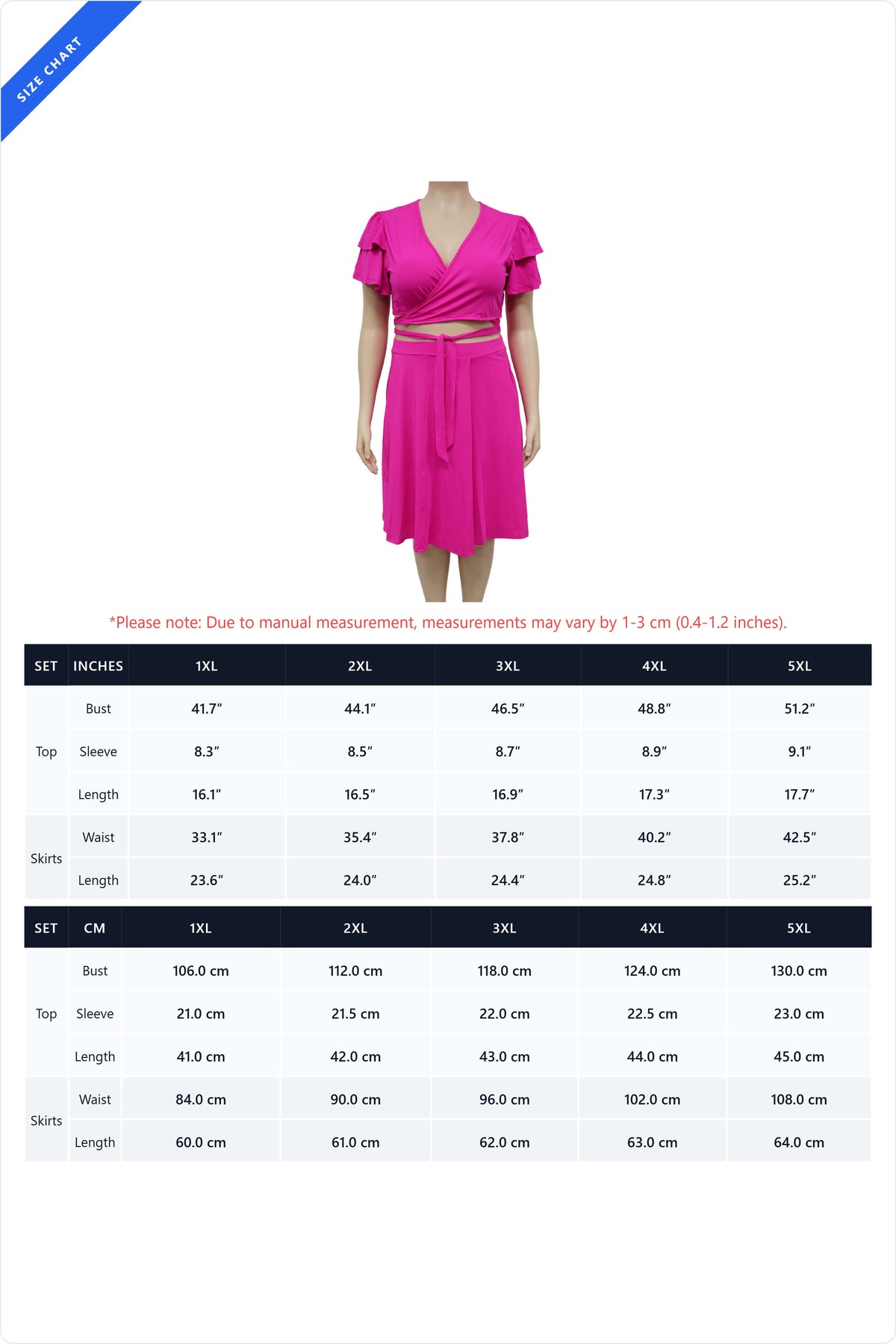 Plus Size Ruffle Tie Front Skirt Set