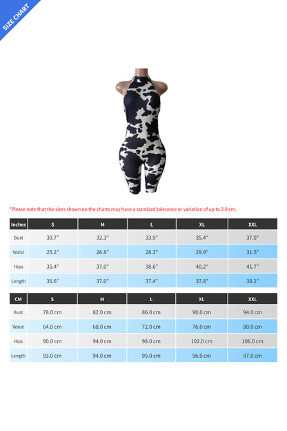 Backless Animal Print Biker Romper