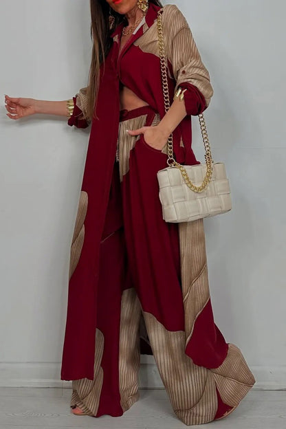 Colorblock Loose Shirt & Pants Set