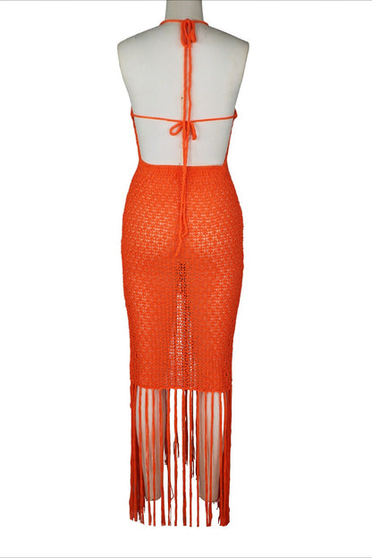 Embellished Crochet Fringe Dress