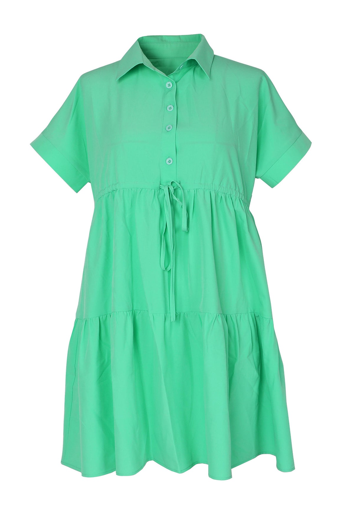 Tiered Button-Down Babydoll Mini Dress