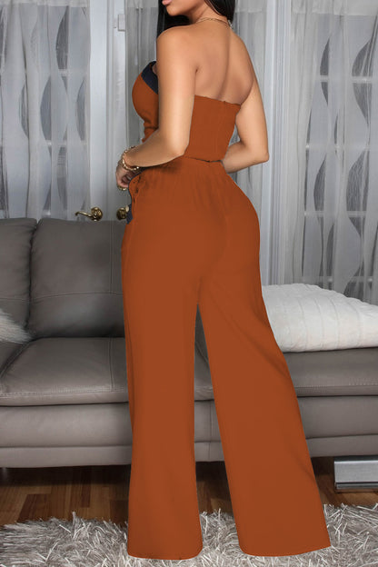 Wide-Leg Pant Suit with Wrap Detail Top