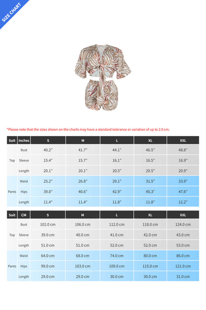 Printed Batwing Sleeve Loose Two-Piece Set