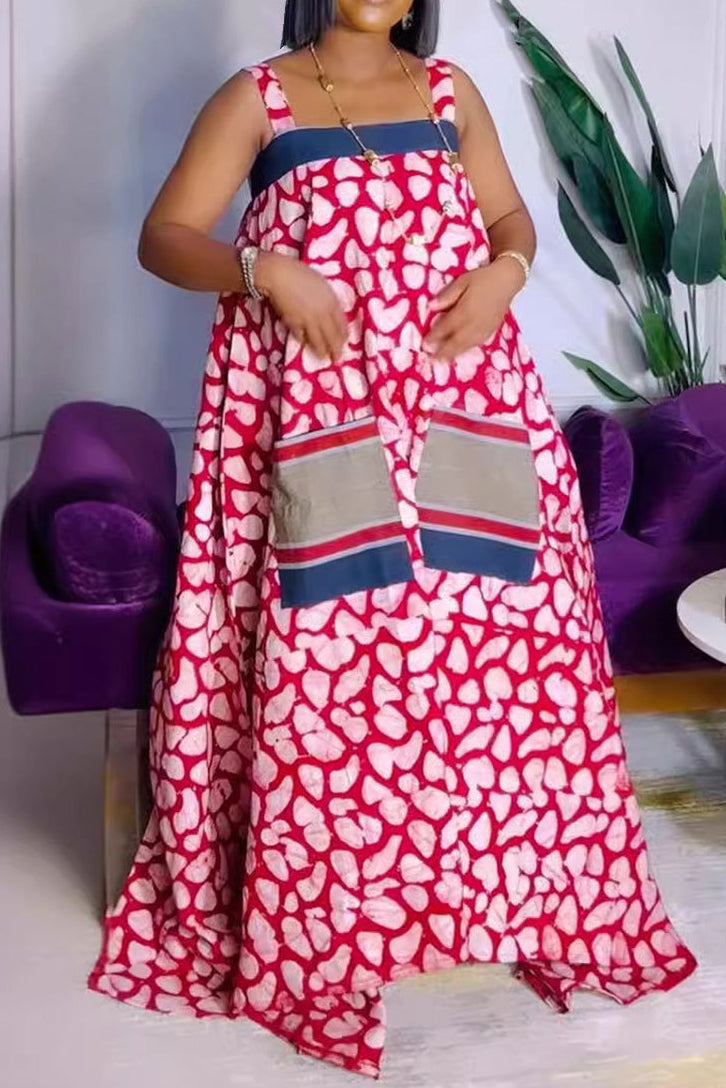 Sleeveless Printed Colorblock Sundress