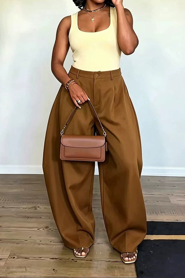 Relaxed Wide Leg Tailored Pants