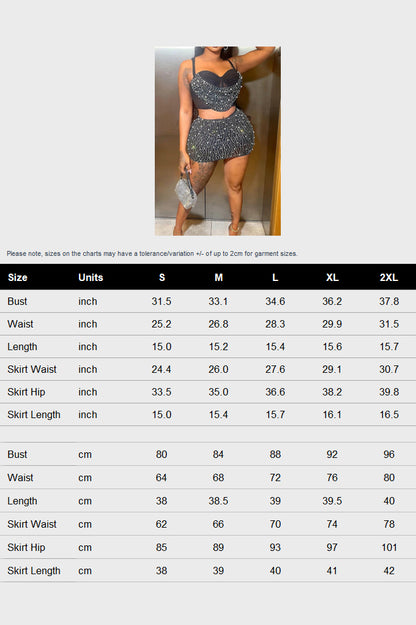 Rhinstone Mini Skirt Set