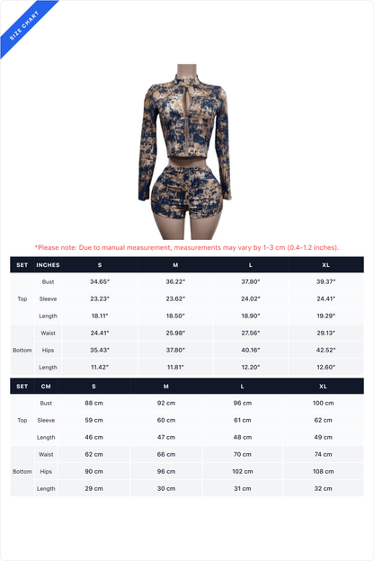 Abstract-Print Zip Jacket & Shorts Set
