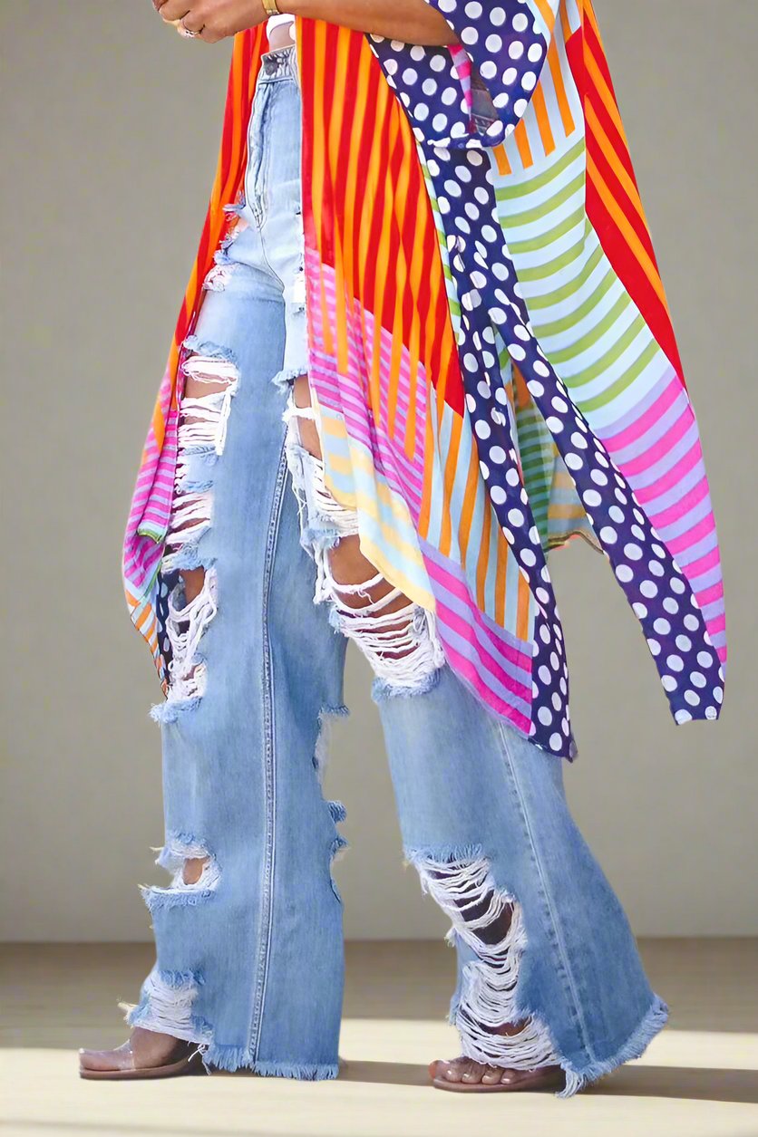 Chic Ripped Straight Leg Jeans