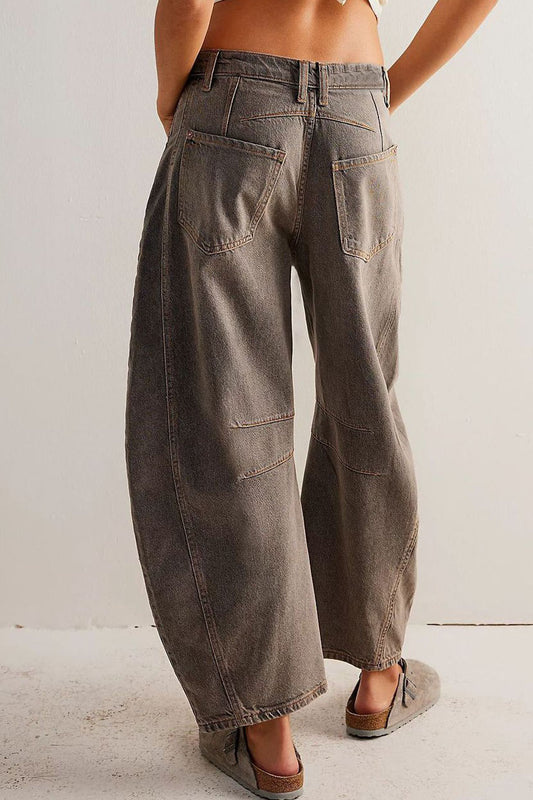 Mid Rise Barrel Jeans