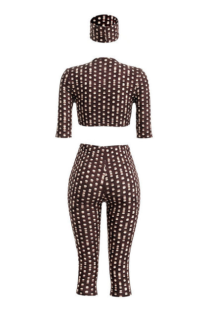 Abstract Print U-Bar Capri Set