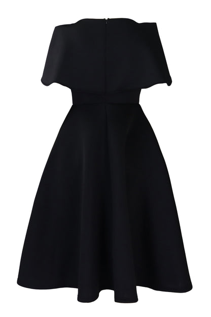 Off-Shoulder Ruffle Fit & Flare Midi Dress