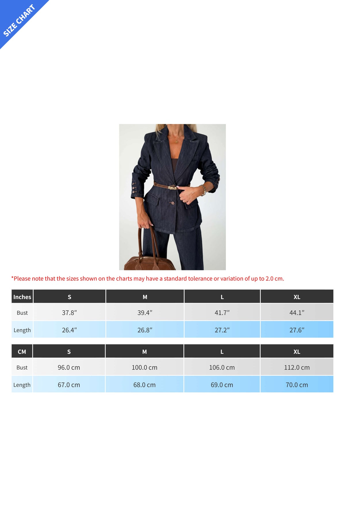 Single-Breasted Tailored Denim Blazer