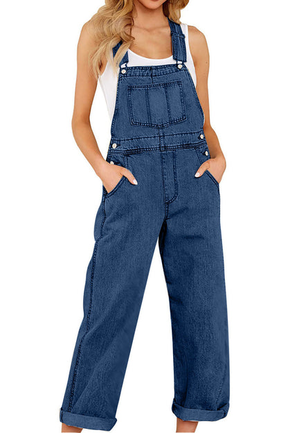 Adjustable Tie-Strap Wide Leg Denim Overall