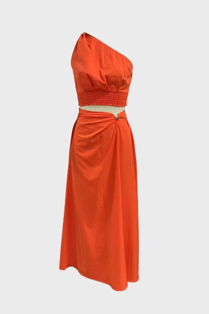 Slash Shoulder Slit Sleeveless 2 Piece Set
