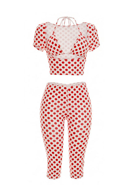 Polka Dot Cutout Capri Set