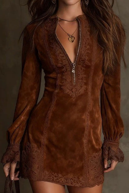 Elegant Embroidered Lace Mini Dress