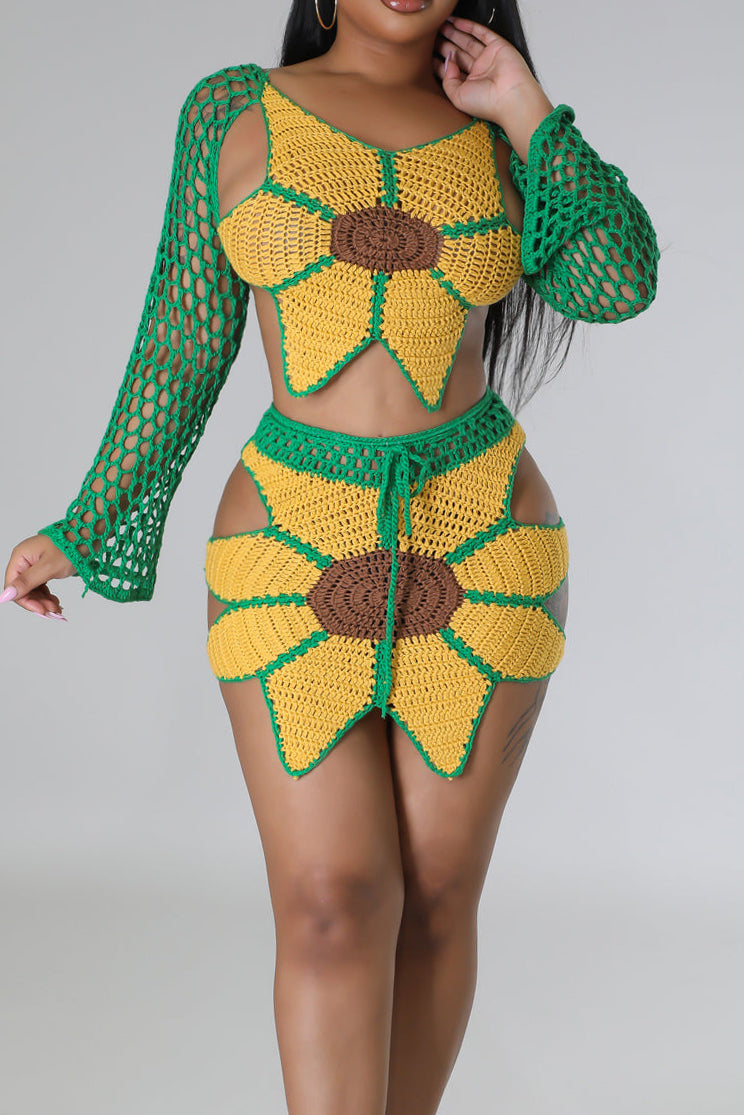 Sunflowers & Sunset Crochet Skirt Set