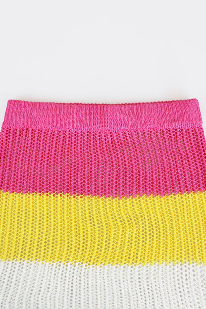 Crochet Long Sleeve Crop Top Skirt Sets