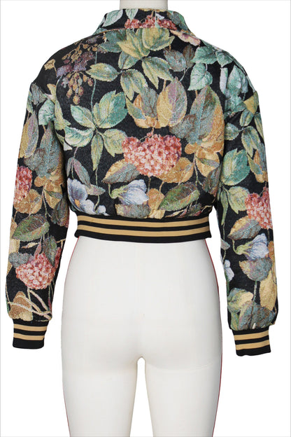 Cropped Tapestry Varsity Jacket