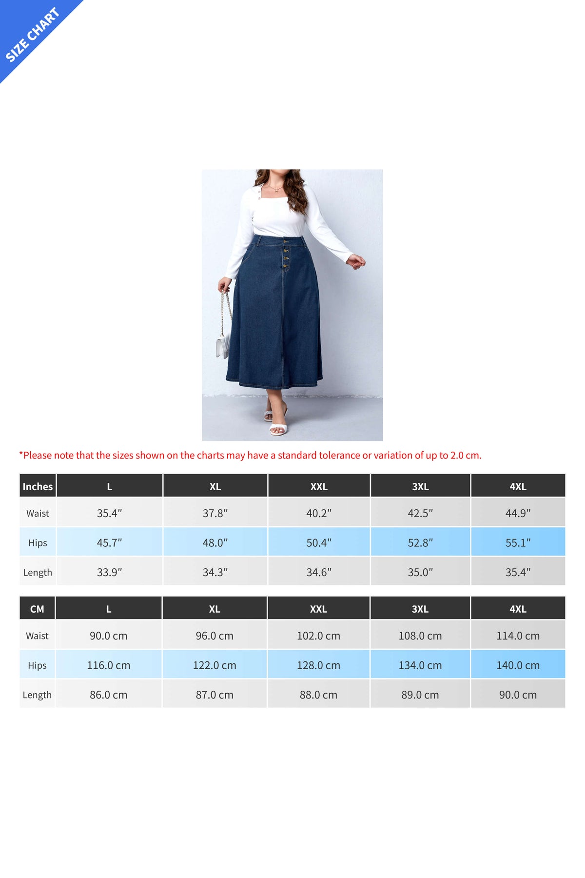 Plus Size Denim Maxi Skirt