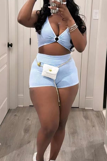 Cutout Crop Top And Shorts Set