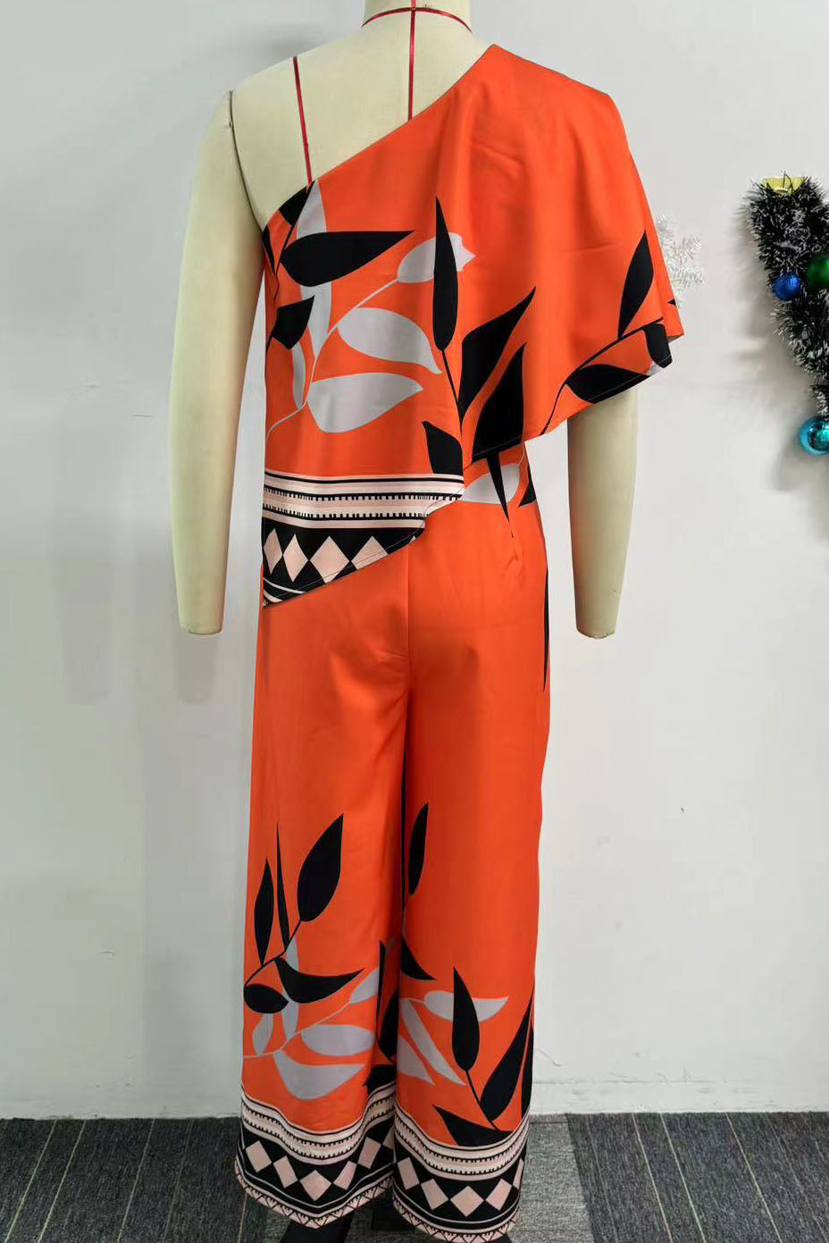 Printed Irregular Wide-leg Jumpsuit