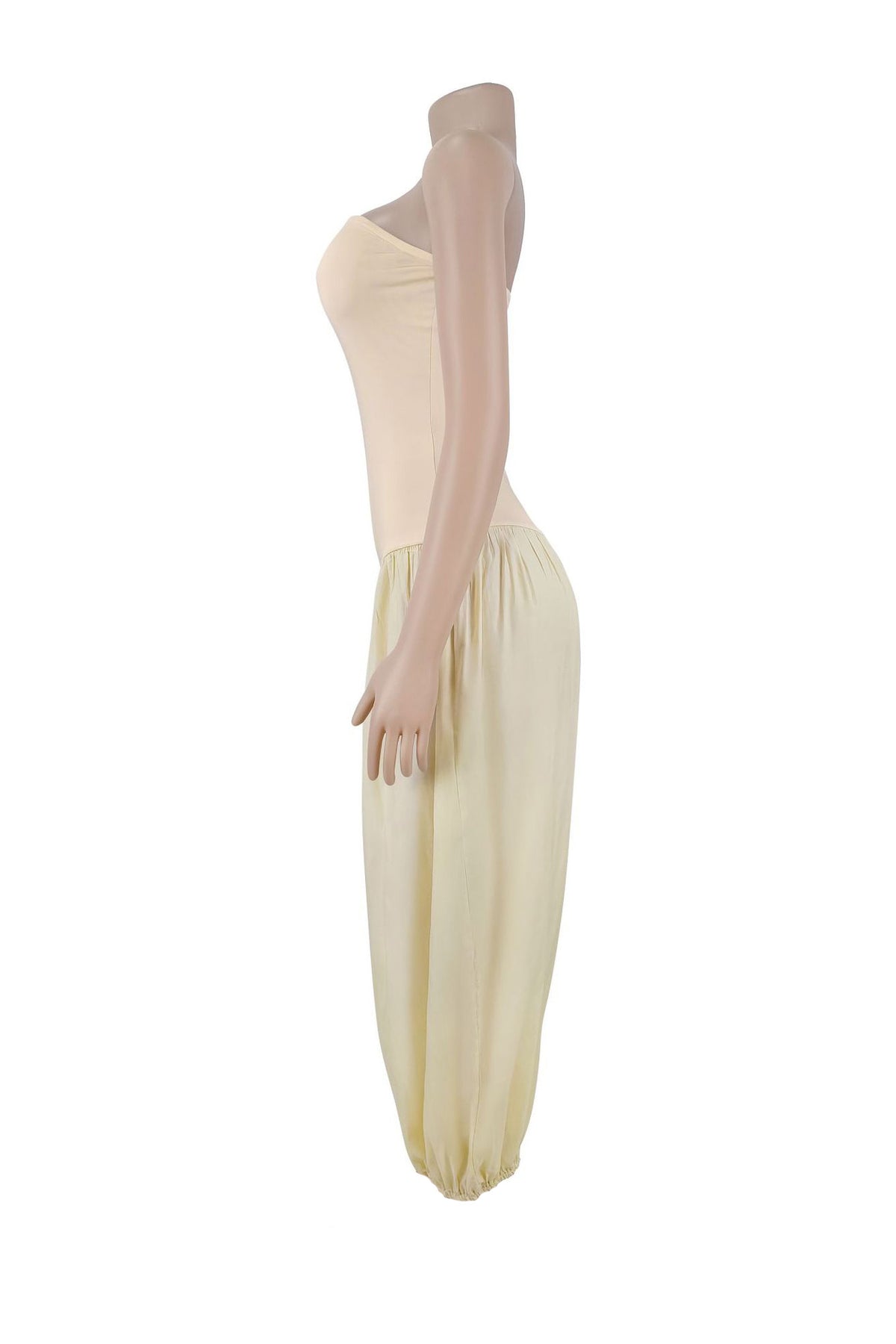 Strapless Sweetheart Pleated Balloon Jumpsuit