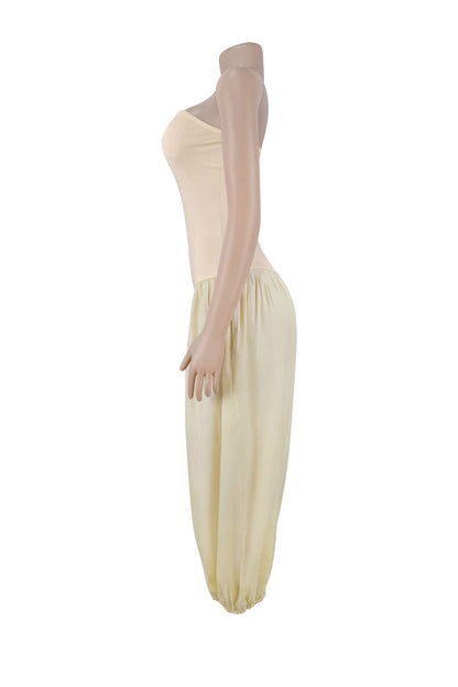 Strapless Sweetheart Pleated Balloon Jumpsuit