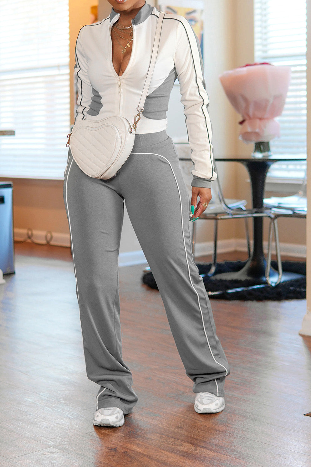 Zip-up Top & Pants Set