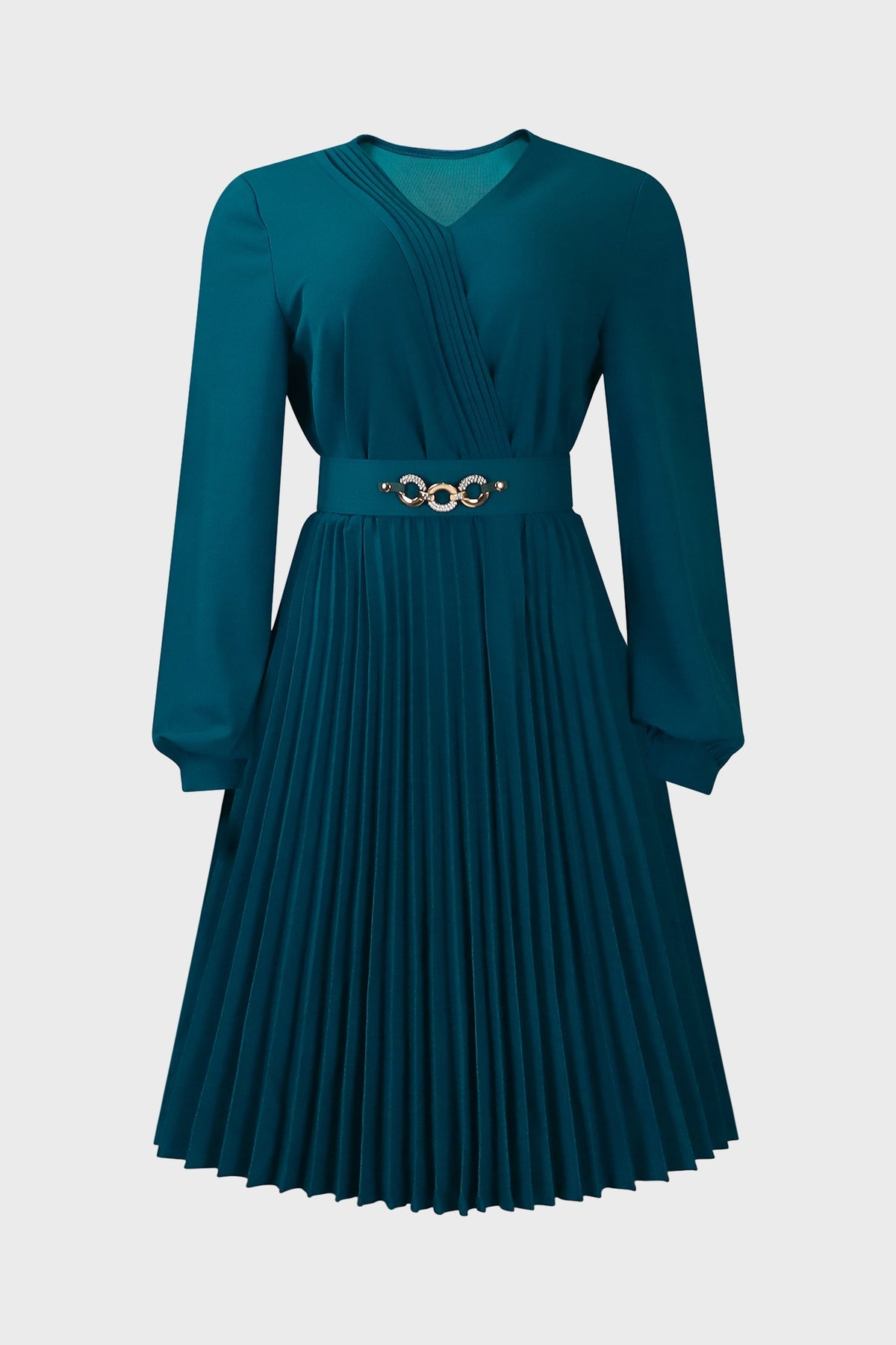V Neck Long Sleeve Evening Long Dress