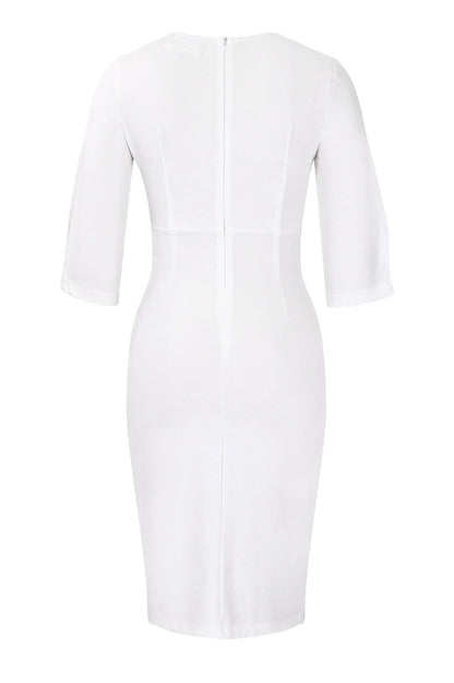Office Pleated Pencil Dress Women's Slim Fit