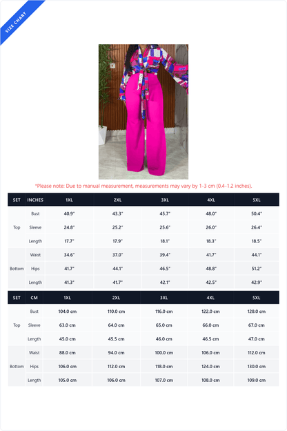Plus Size Tie-Front Top & Pants Set