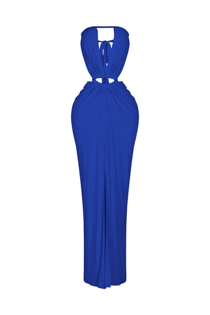 Cutout Ruched High Slit Maxi Dress