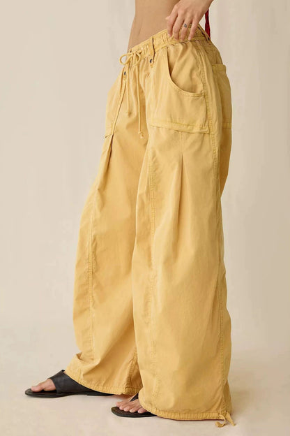 Wide Leg Drawstring Parachute Pant