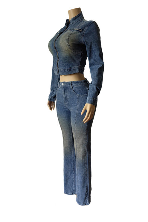 Stretch Long Sleeve Flare Pants Set