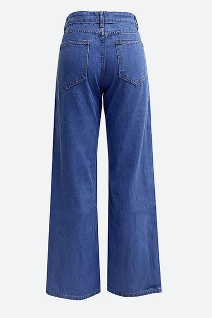 High-Waisted Straight Leg Jeans