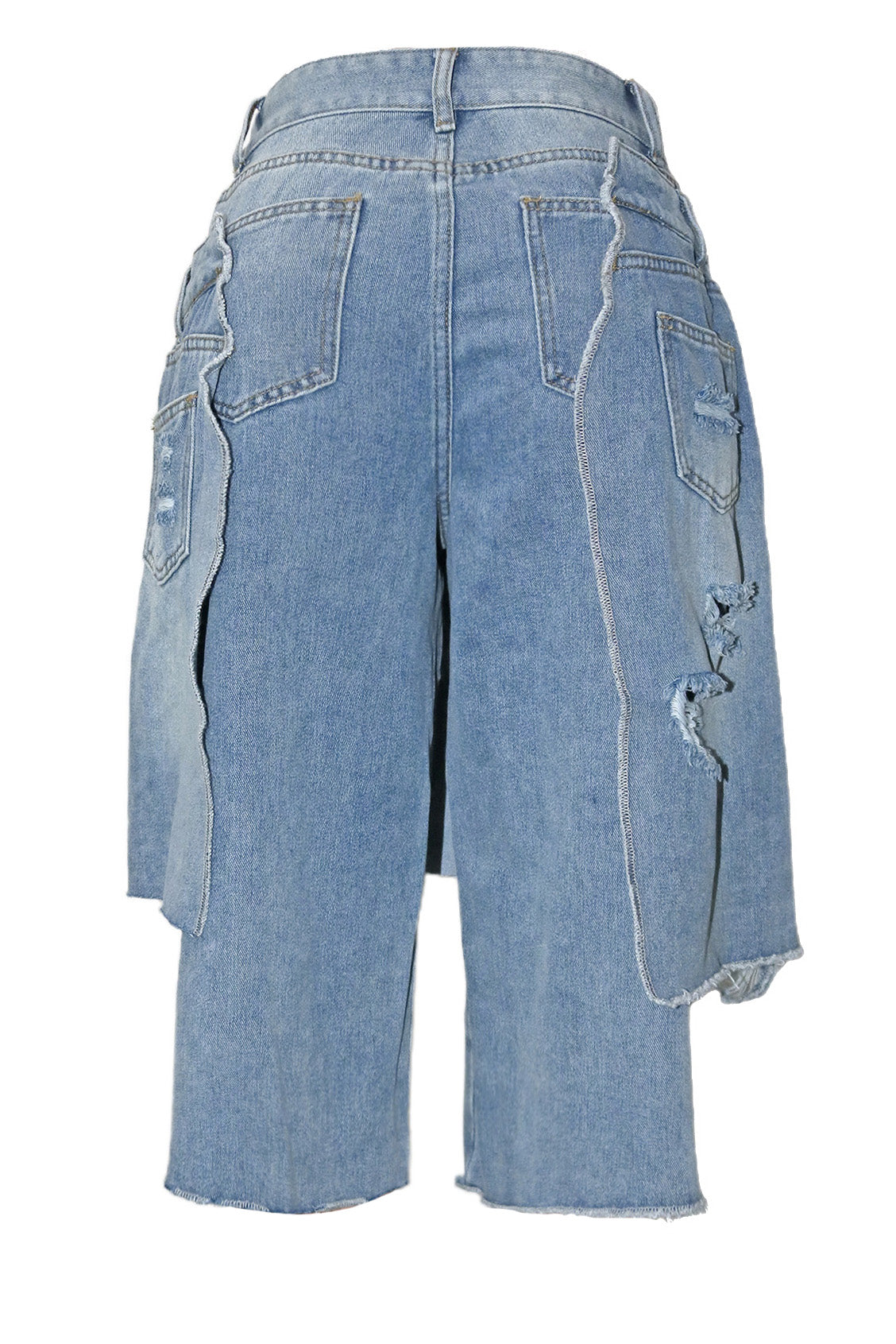Double Denim Baggy Capri Jeans