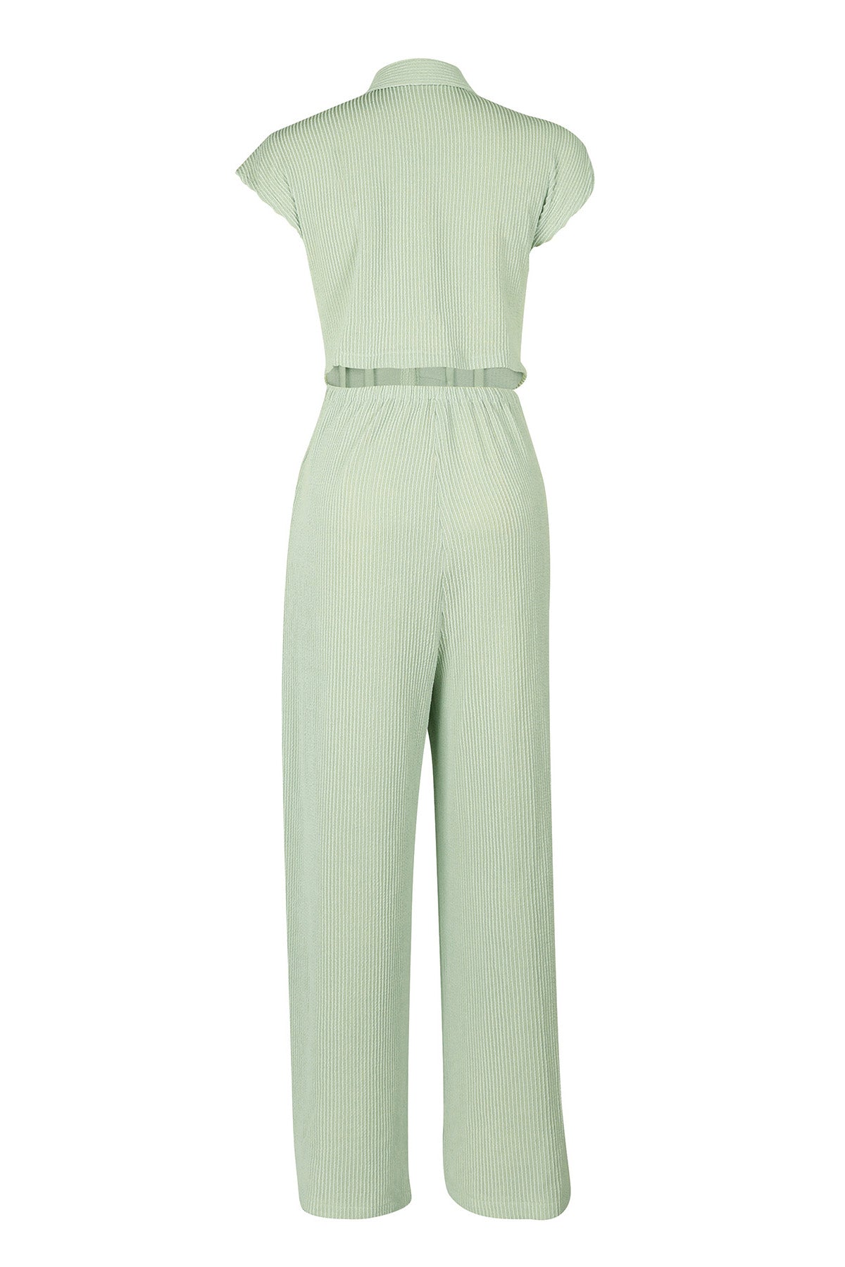 Striped Button-Up Sleeveless Jumpsuit