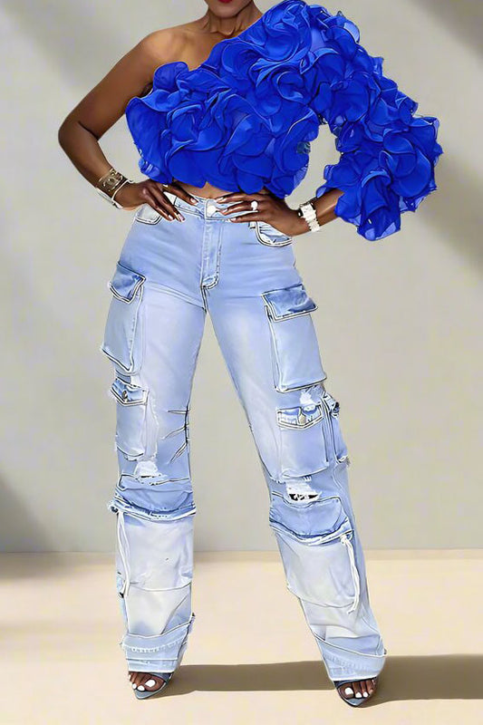 Ruffled Mocha Crop Top