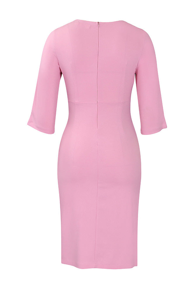 Office Pleated Pencil Dress Women's Slim Fit