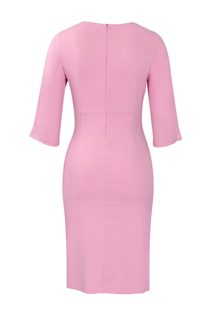 Office Pleated Pencil Dress Women's Slim Fit