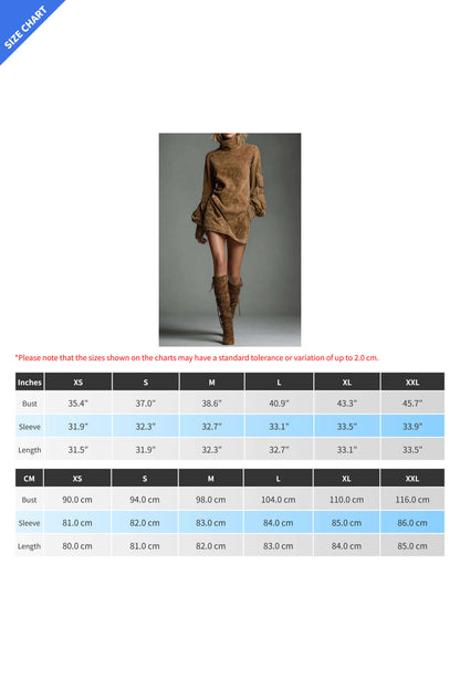 High Neck Long Sleeve Pocket Mini Dress