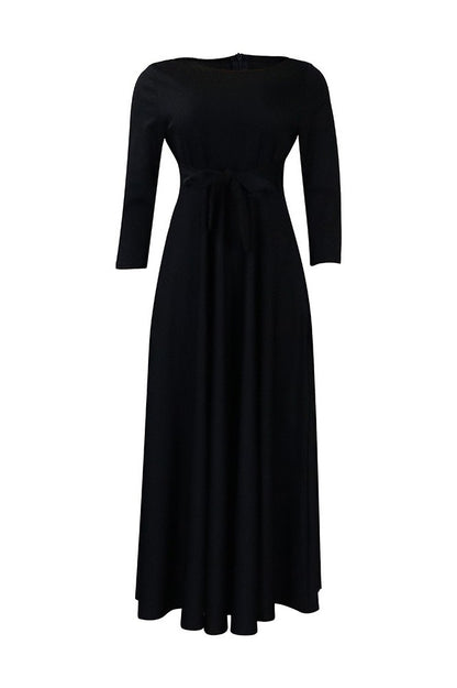 Elegant Tie-Waist A-Line Maxi Dress