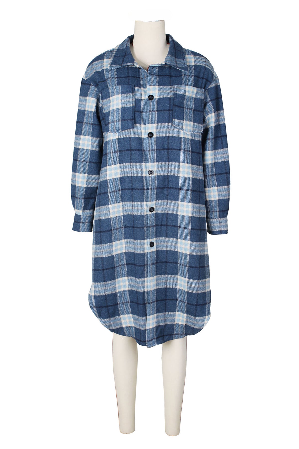 Contrast Plaid Slit Shacket